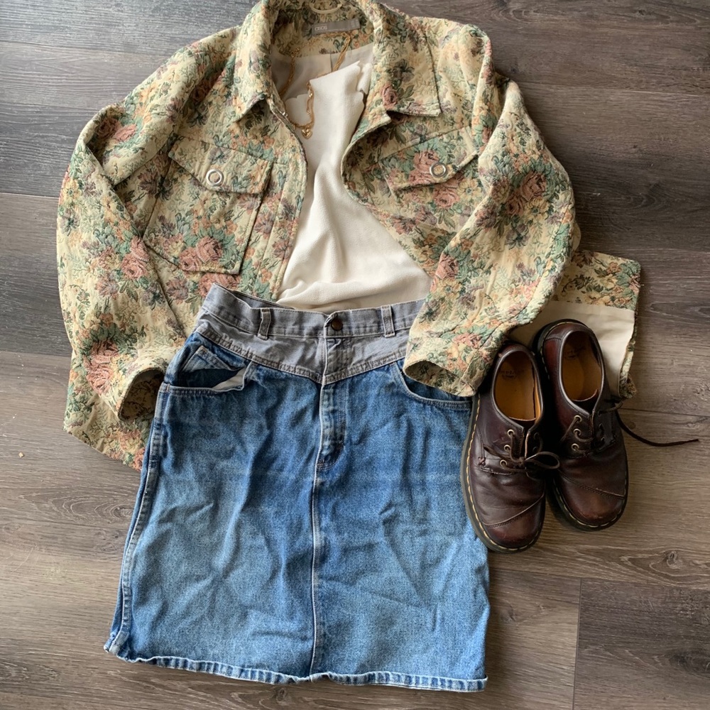 80s split tone denim skirt 🚨vintage🚨